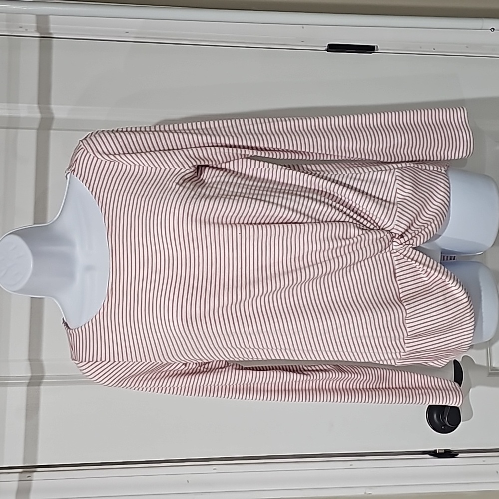 Loft striped pink knot twist front top
